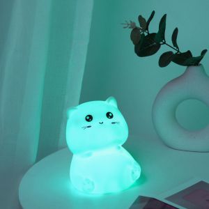 Ночник Кошечка, ПВХ, 10х10,5х12,5 см, меняющийся свет