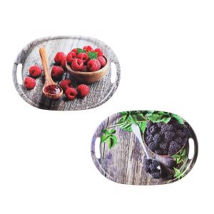 Поднос овальный пластик 33*23,5*2,5см Ягоды 2 дизайна