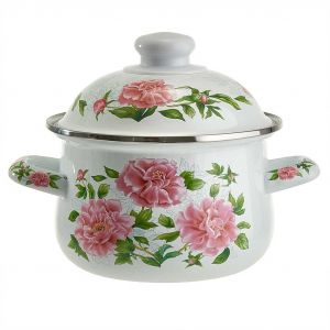 Кастрюля эмалированная 1,5л Пионы EM-1500