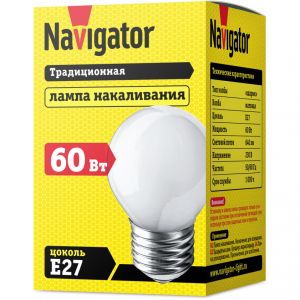 Лампа накаливания Navigator 94 313 Шарик матов NI-C-60-230-E27